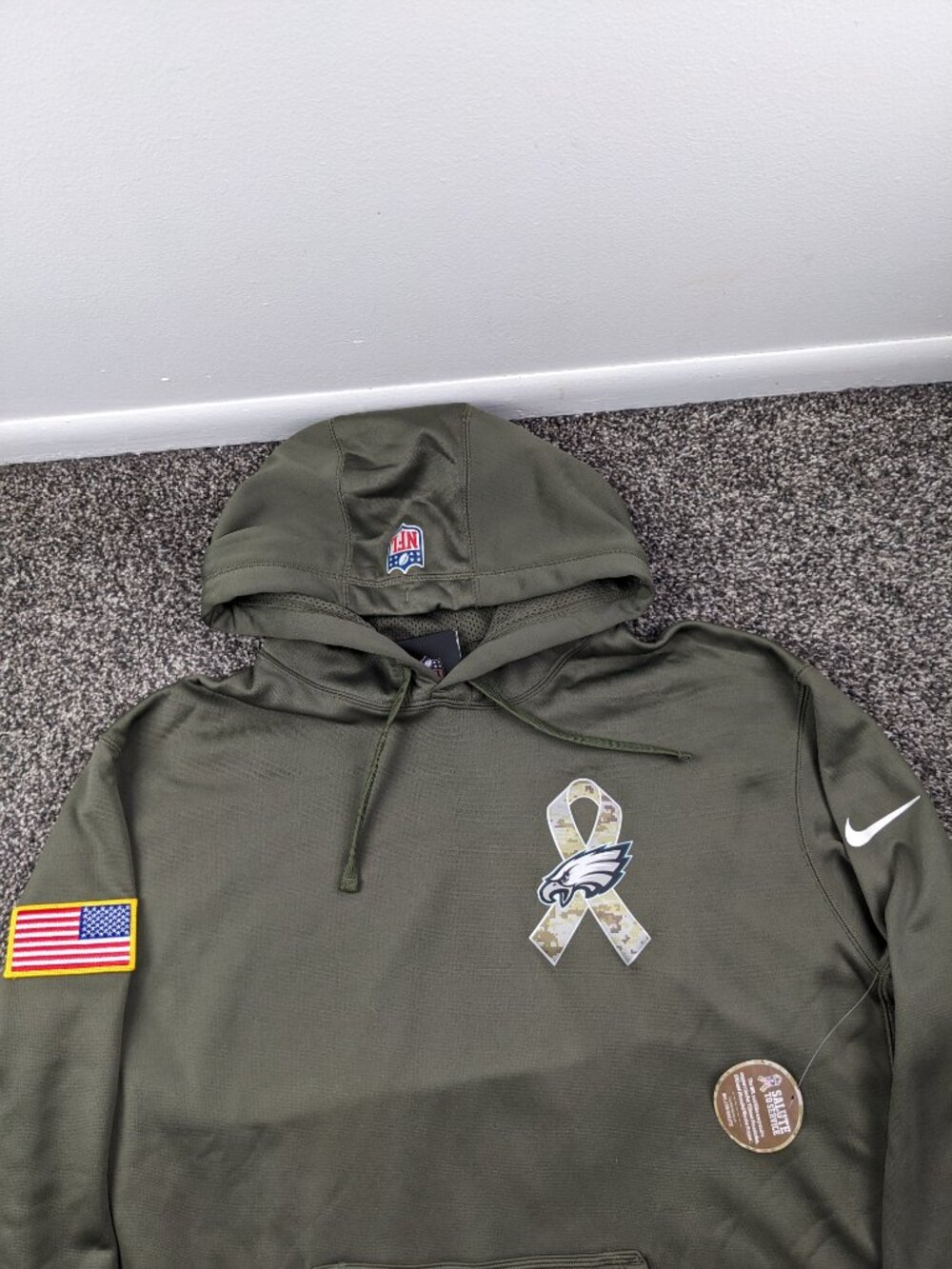NWT 2014 Philadelphia Hoodie Mens 2XL Nike Salute to Service Sweatshirt - Picture 2 of 11